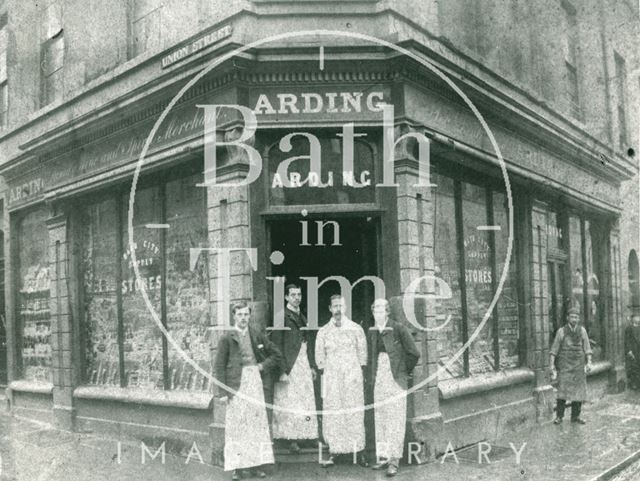 A. Arding, family grocer, wine and spirit merchant, 26, Union Street, Bath c.1885