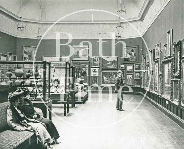 Interior of the Upper Gallery, Victoria Art Gallery, Bath c.1900