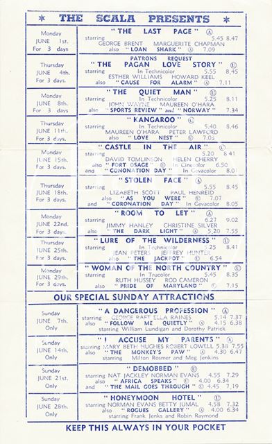 Scala Cinema, Oldfield Park, Bath Coronation programme 1953