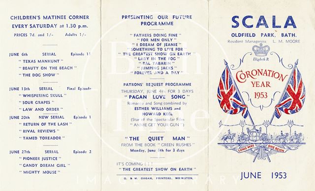 Scala Cinema, Oldfield Park, Bath Coronation programme 1953