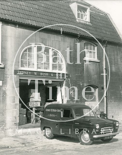 The delivery van and store of Sydney W. Bush & Son, Milk Street, Bath 1964