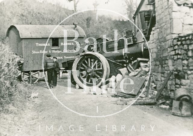 A steam roller crash at the Grove Tavern, Padleigh Bottom near Englishcombe 1909