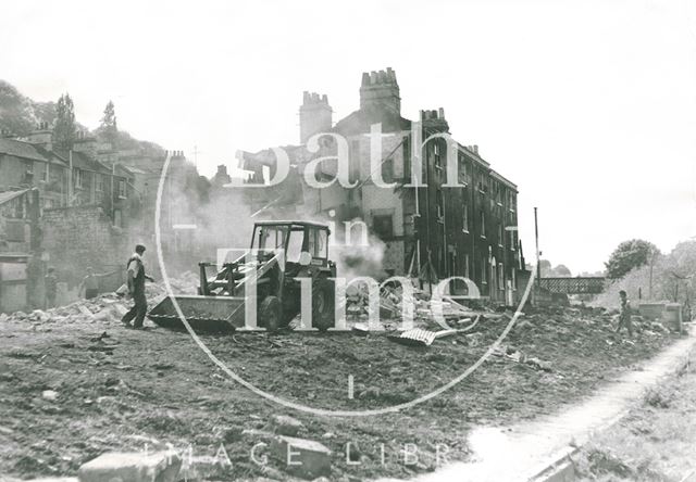 The demolition of Waterloo Buildings, Widcombe, Bath 1969