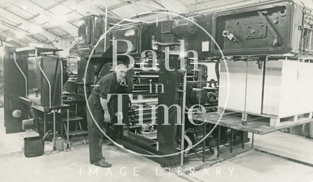 A print operator at Pitman's New Press, Lower Bristol Road, Bath 1984