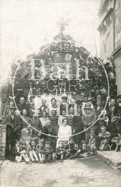 King George VI coronation group photo, Prospect Buildings, Twerton, Bath 1937