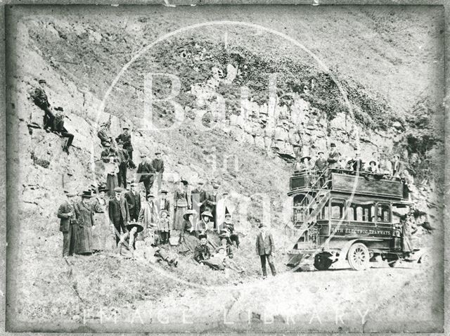 A motor bus outing from the Bath Electric Tramway company to Cheddar Gorge, Somerset c.1910