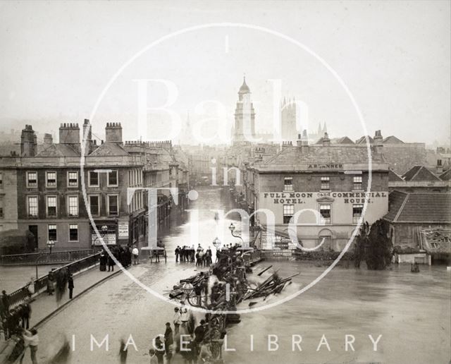 Floods, Old Bridge and Full Moon Hotel, Bath 1882