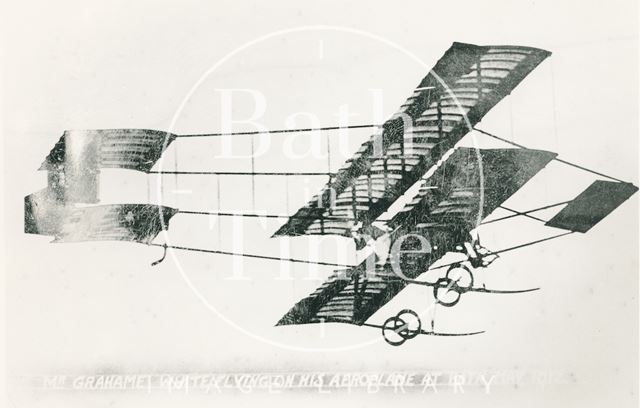 Grahame White flying his aeroplane at Bath's first aviation meeting 1912