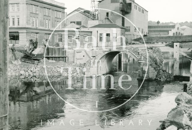 The demolition of the Old Bridge, Bath 1964