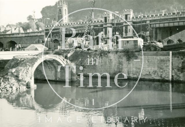 The demolition of the Old Bridge, Bath 1964