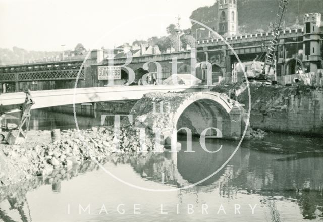 The demolition of the Old Bridge, Bath 1964