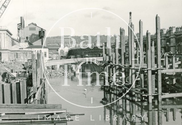 The demolition of the Old Bridge, Bath 1964