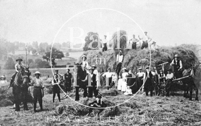 Farm workers at harvest time in the Radstock area, Somerset c.1900