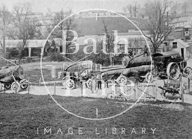 Steam wagon and sawn logs, Radstock area, Somerset c.1900