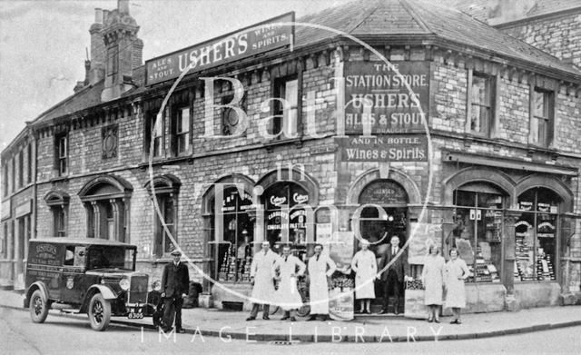 Staff outside the Station Store, Radstock, Somerset c.1910