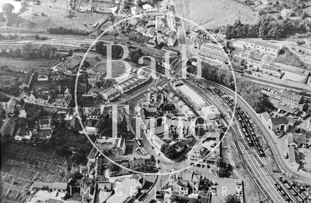 Aerial view of Radstock centre and railway, Somerset c.1950?