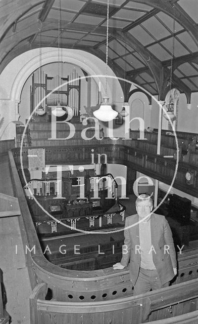 A vicar inside Radstock Methodist Chapel, Somerset c.1980?