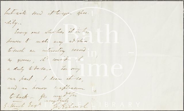 Letter from Francis Kilvert to Ezra Hunt 1853 - verso