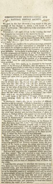 Somersetshire Archaeological and Natural history society 1852