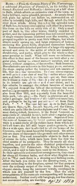 Description of Bath in c.1840, published in 1850