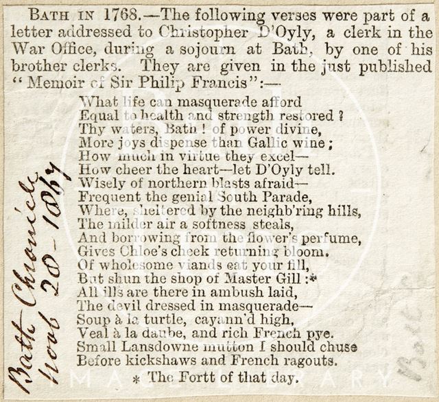 Bath in 1768, published in 1867