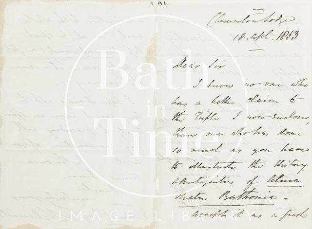 Letter from Ezra Hunt to Rev. Kilvert 1853