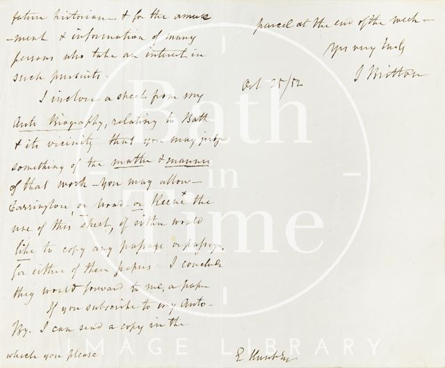 Letter from J. Britton to Ezra Hunt 1852 - verso