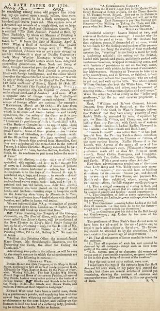 A Bath Paper of 1750, summary published in 1862