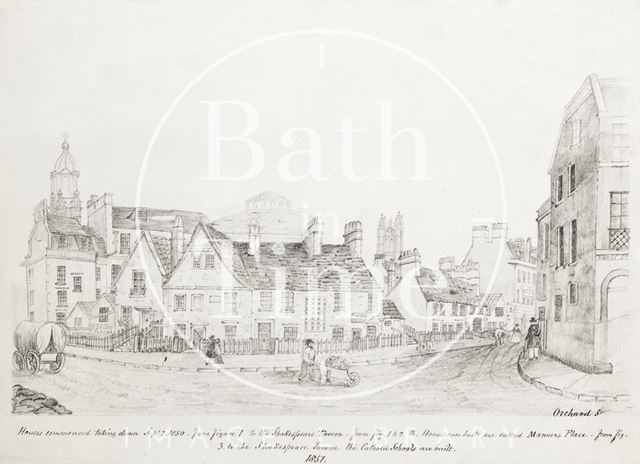 Sketch of Manvers Place and Orchard Street, Bath 1851