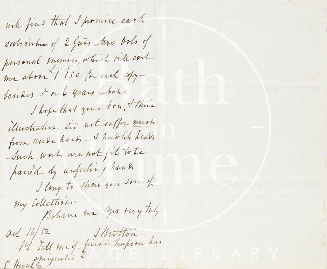 Letter from J. Britton to Ezra Hunt 1852 - verso