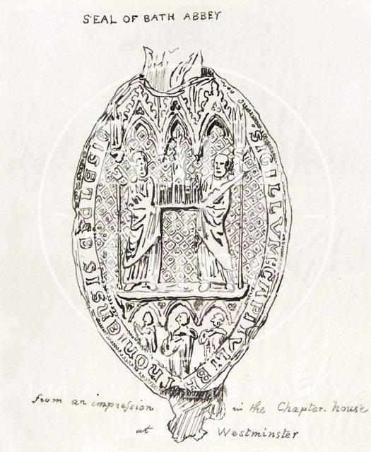 Seal of Bath Abbey from an impression in the Chapter House at Westminster