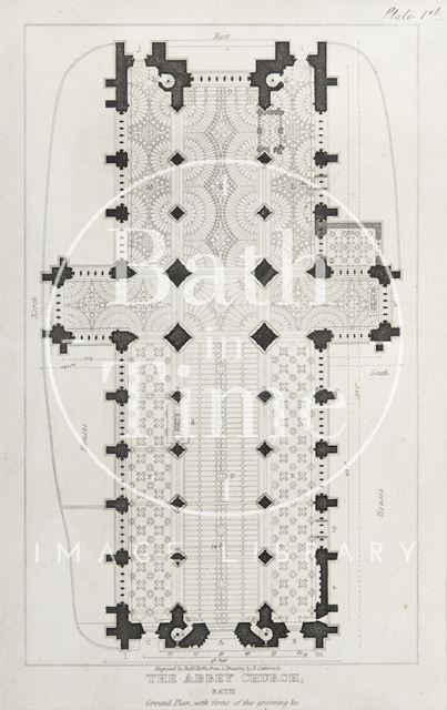 The Abbey Church, Bath, Ground Plan with forms of the groining &c. 1816