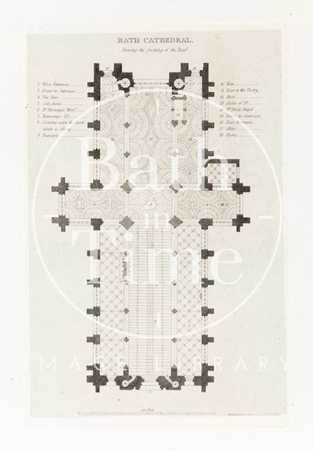 Bath Cathedral, Showing the groining of the Roof 1817