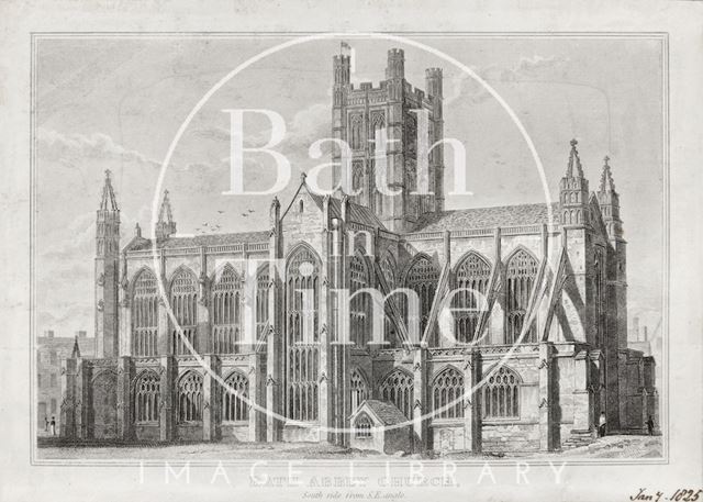 Bath Abbey Church South Side from S.E. Angle 1825