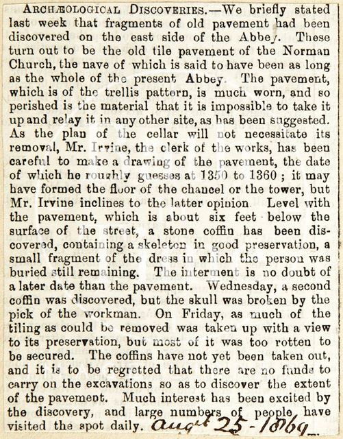 Archaeological Discoveries at Bath Abbey 1869