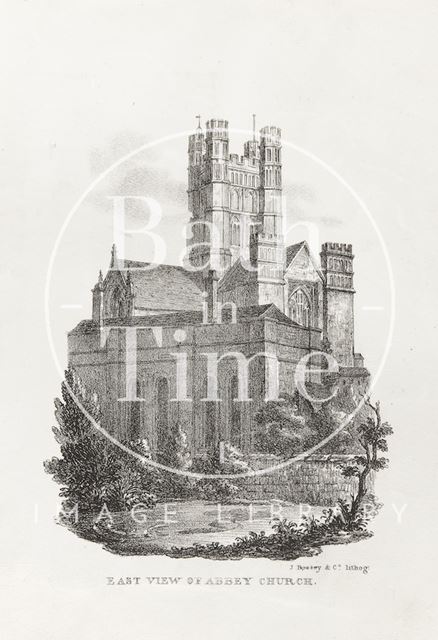 East View of Abbey Church, Bath showing Lower Assembly Rooms in the foreground c.1820