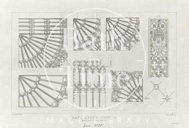 Details of Groining, Bath Abbey Church 1825