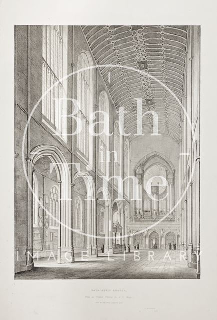 View of the Nave looking East, Bath Abbey Church 1845