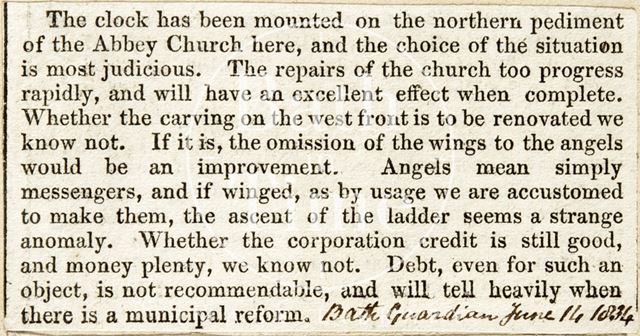 Exterior work to Abbey and repairs of Church, Bath 1834