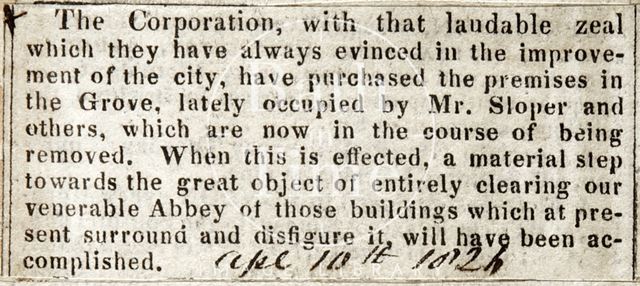 Purchase of Premise in the (Orange) Grove for Corporation, Bath 1826