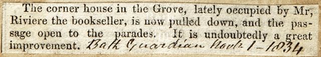 Demolition of a house in Orange Grove, Bath 1834