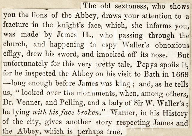 Tale of the fracture in Sir William Waller's face made by James II c.1800-1870