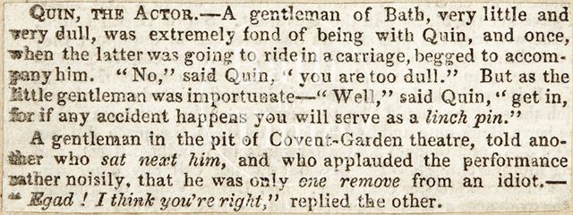 Article about Mr. Quin, the actor c.1766-1780