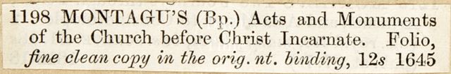 Bishop Montague's Acts and Monuments of the Church before Christ Incarnate c.1850