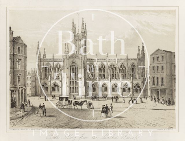 Bath Abbey from the Market Place c.1850