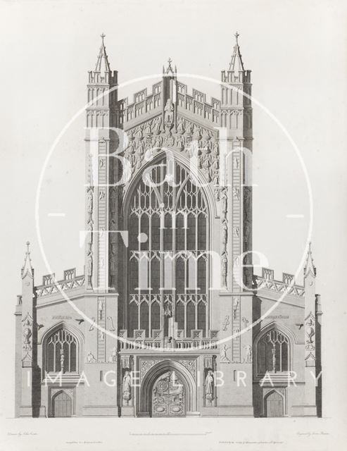 Elevation of the West Front of the Abbey Church of Bath 1798