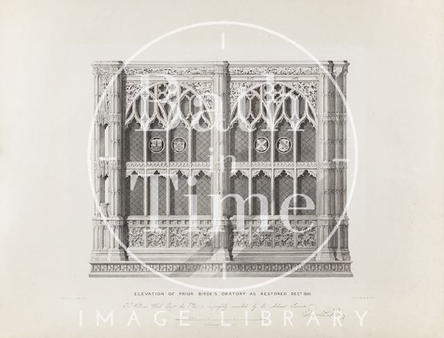 Elevation of Prior Birde's Oratory as Restored, Bath Abbey 1834