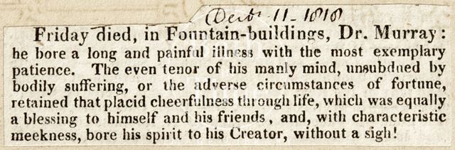 Obituary, Dr. Murray 1818