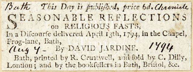 This day published, Seasonal Reflections on Religious Fasts 1794