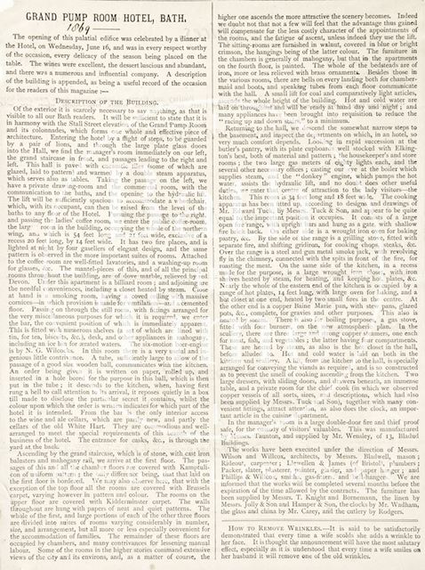 Grand Pump Room Hotel, Bath 1869
